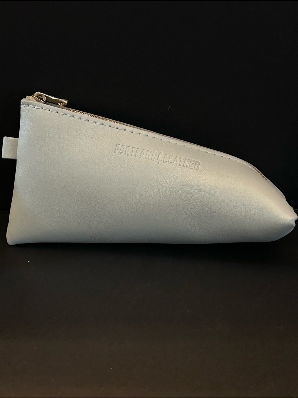 Portland Leather Aspen Zip Pouch in Bone with Gold Zipper Brand New